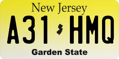 NJ license plate A31HMQ