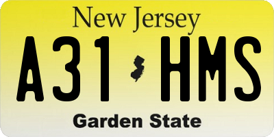NJ license plate A31HMS
