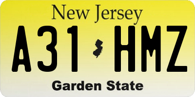 NJ license plate A31HMZ