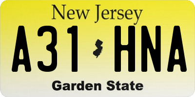 NJ license plate A31HNA