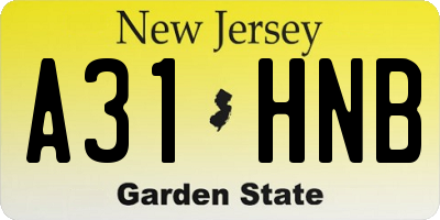NJ license plate A31HNB