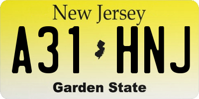 NJ license plate A31HNJ