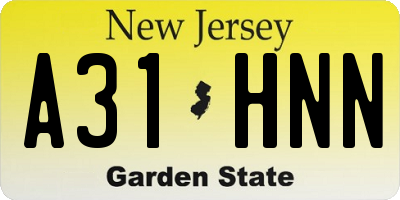 NJ license plate A31HNN