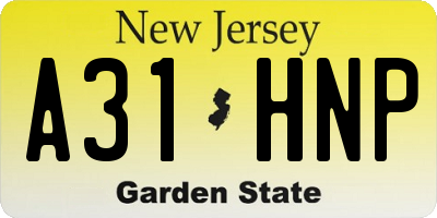 NJ license plate A31HNP