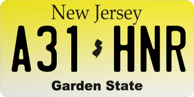 NJ license plate A31HNR