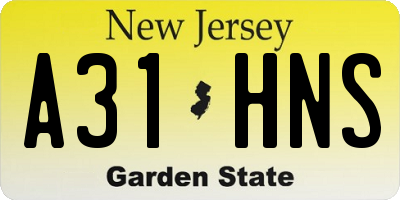 NJ license plate A31HNS