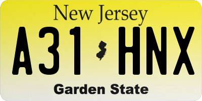 NJ license plate A31HNX