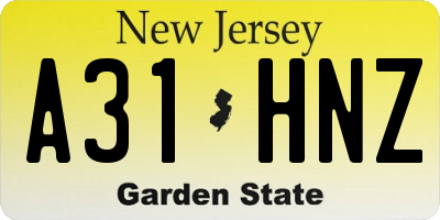 NJ license plate A31HNZ
