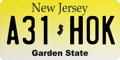 NJ license plate A31HOK