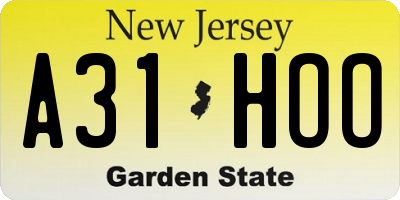 NJ license plate A31HOO
