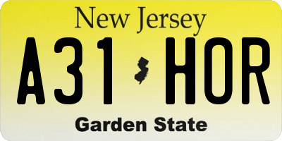 NJ license plate A31HOR
