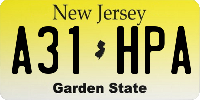 NJ license plate A31HPA