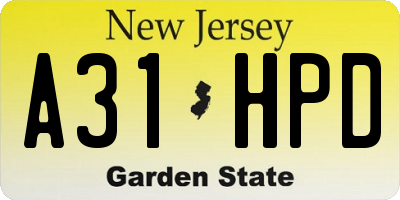 NJ license plate A31HPD