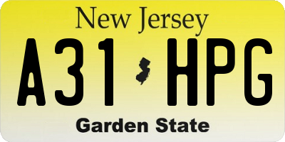 NJ license plate A31HPG