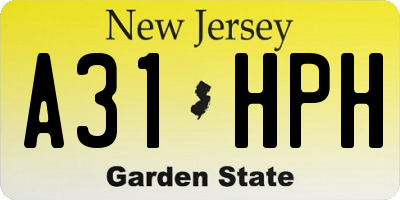 NJ license plate A31HPH