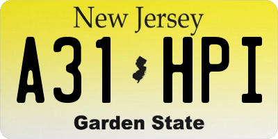 NJ license plate A31HPI