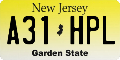 NJ license plate A31HPL