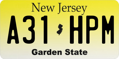 NJ license plate A31HPM