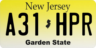 NJ license plate A31HPR