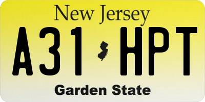 NJ license plate A31HPT