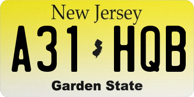 NJ license plate A31HQB