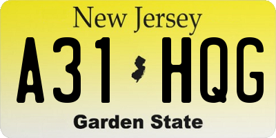 NJ license plate A31HQG