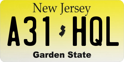 NJ license plate A31HQL