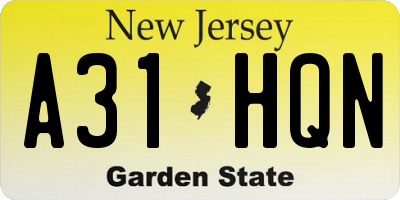 NJ license plate A31HQN