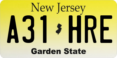 NJ license plate A31HRE
