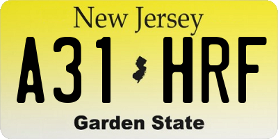 NJ license plate A31HRF