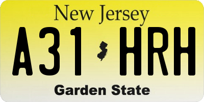 NJ license plate A31HRH