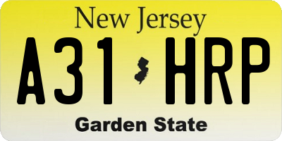NJ license plate A31HRP