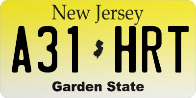 NJ license plate A31HRT