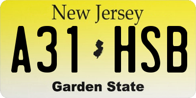 NJ license plate A31HSB