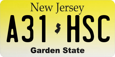 NJ license plate A31HSC