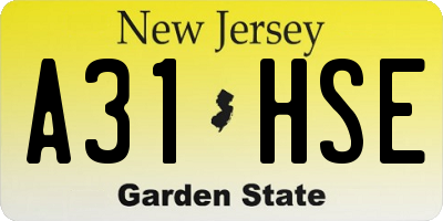 NJ license plate A31HSE