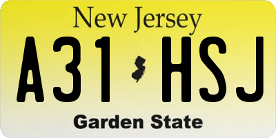 NJ license plate A31HSJ