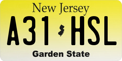 NJ license plate A31HSL