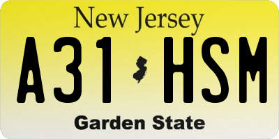 NJ license plate A31HSM