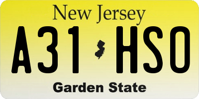 NJ license plate A31HSO