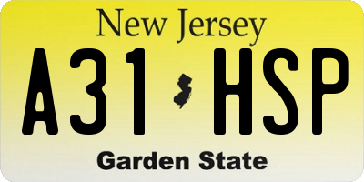 NJ license plate A31HSP