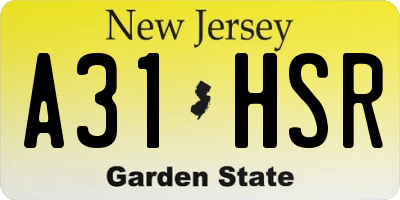 NJ license plate A31HSR