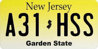 NJ license plate A31HSS