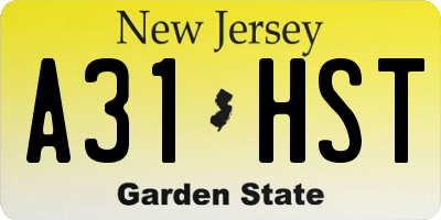 NJ license plate A31HST
