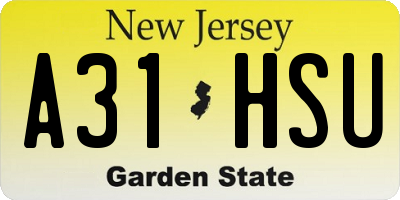 NJ license plate A31HSU
