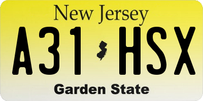 NJ license plate A31HSX