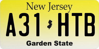 NJ license plate A31HTB