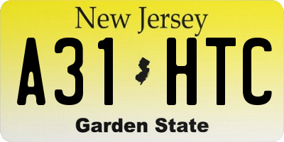 NJ license plate A31HTC
