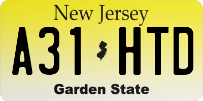 NJ license plate A31HTD