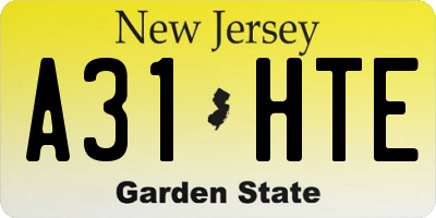 NJ license plate A31HTE